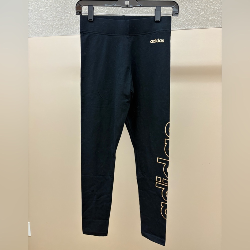 adidas Women's Black Leggings with Gold Accents